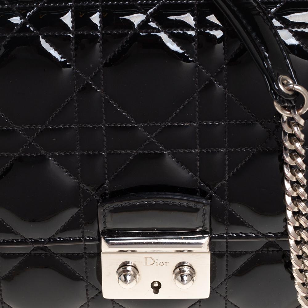 Dior Black Cannage Patent Leather Miss Dior Promenade Chain Bag 3