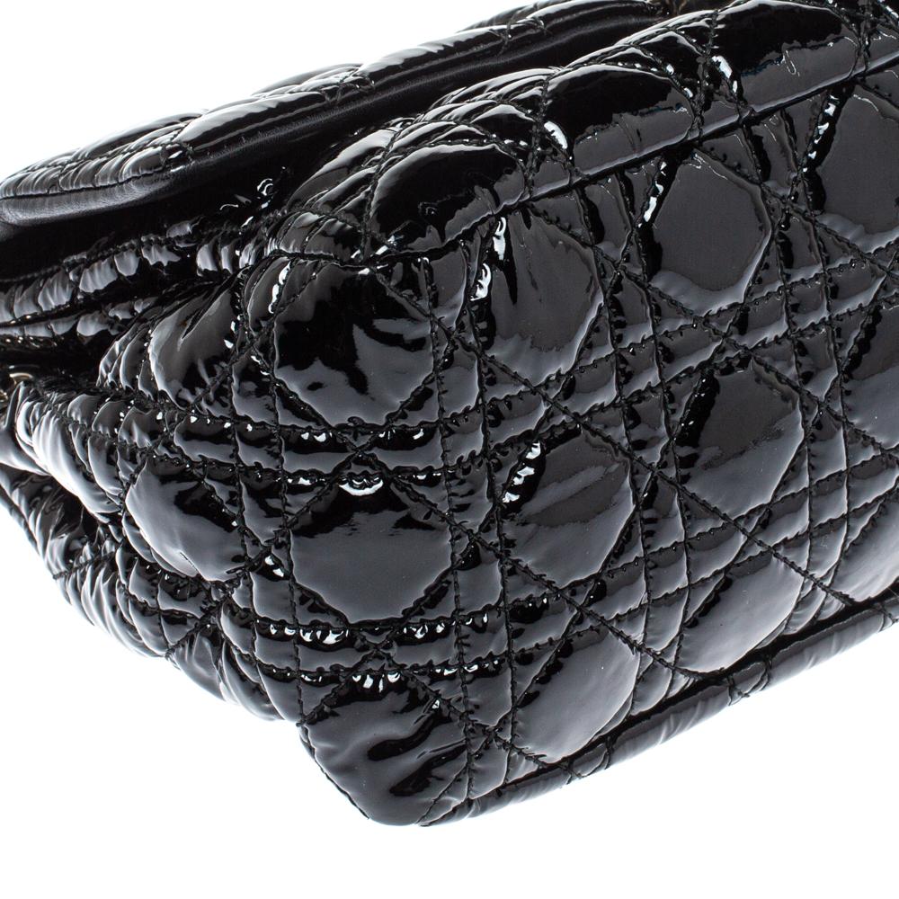 Dior Black Cannage Patent Leather New Lock Flap Bag 7