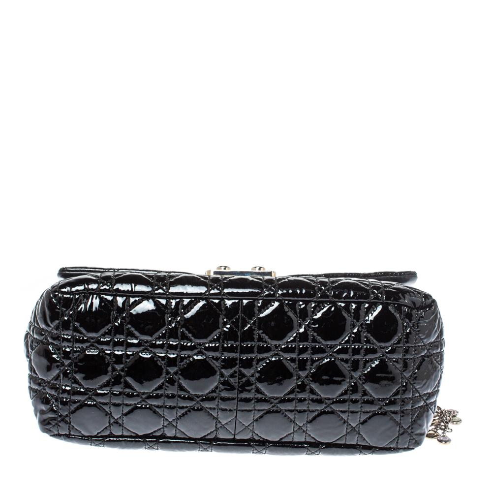 Dior Black Cannage Patent Leather New Lock Flap Bag 1
