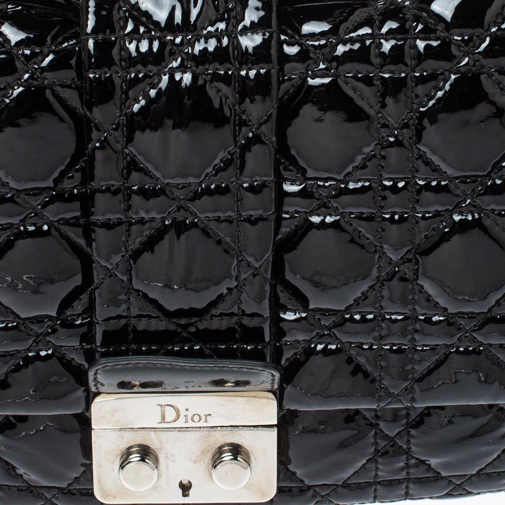 Dior Black Cannage Patent Leather New Lock Flap Bag 4