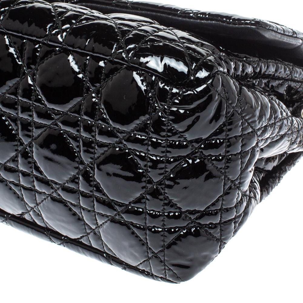 Dior Black Cannage Patent Leather New Lock Flap Bag 5