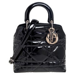 Dior Black Cannage Patent Leather Small Granville Tote