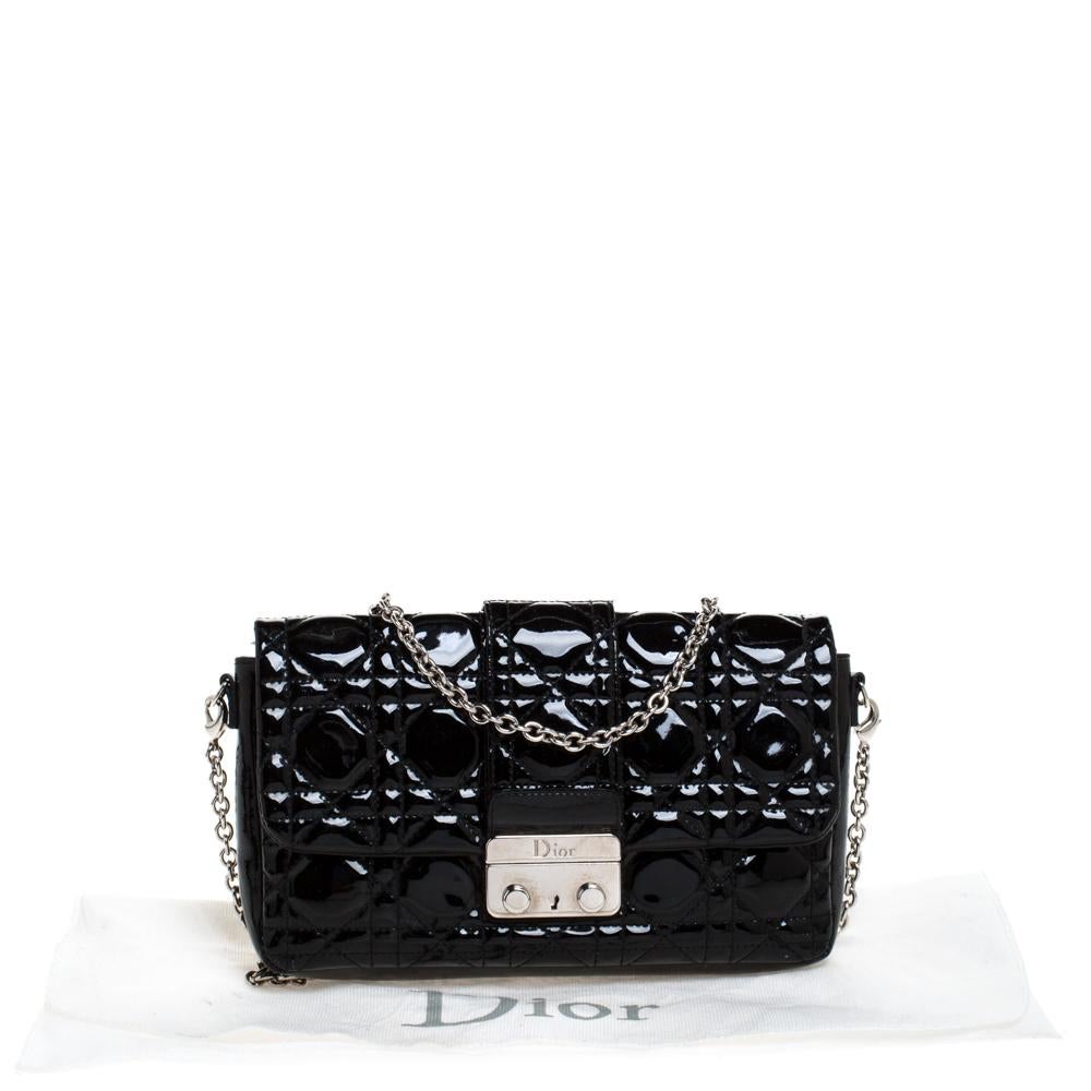 Dior Black Cannage Patent Leather Small Miss Dior Flap Bag 5