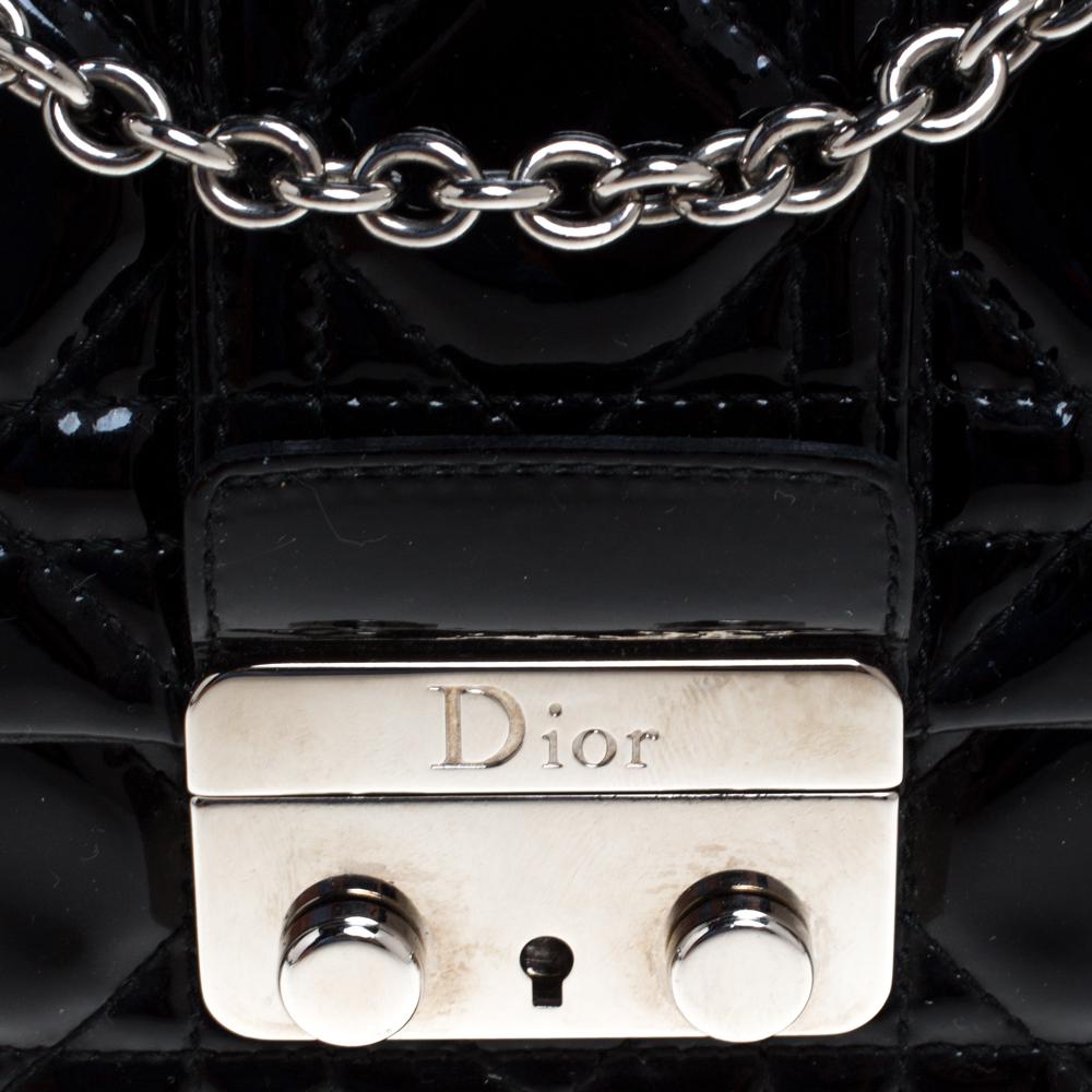 Women's Dior Black Cannage Patent Leather Small Miss Dior Flap Bag
