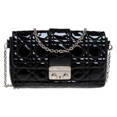 Dior Black Cannage Patent Leather Small Miss Dior Flap Bag