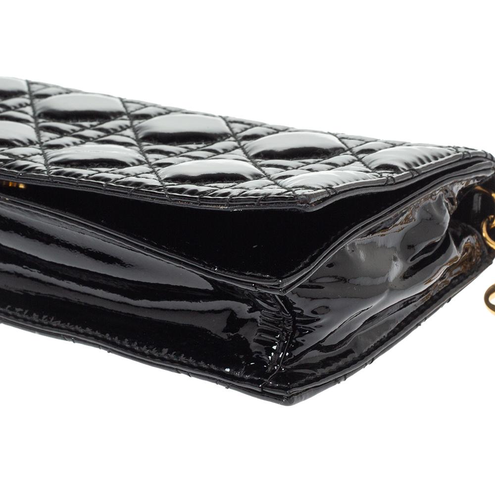 Dior Black Cannage Patent Leather Soft Lady Dior Chain Clutch 2