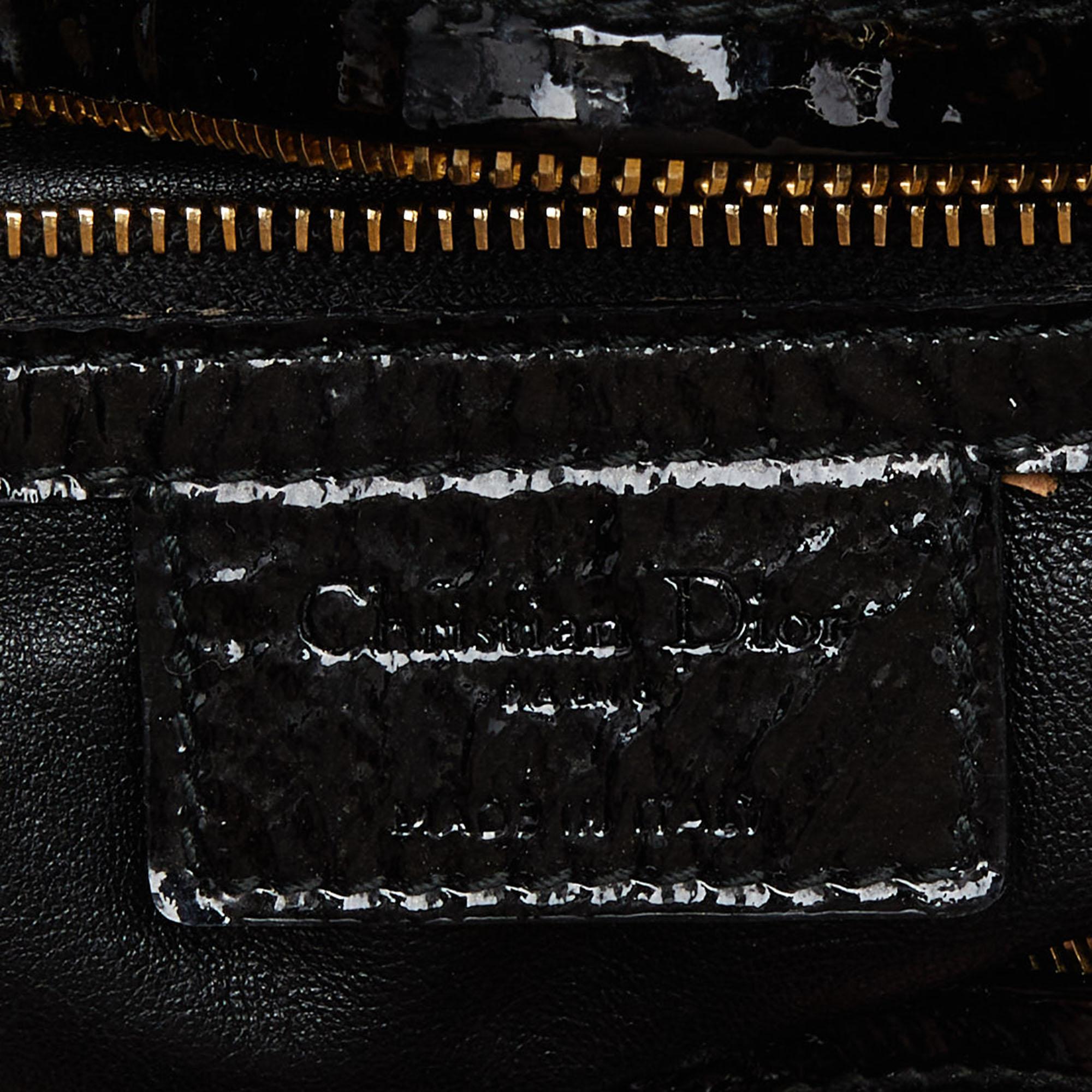 Dior Black Cannage Patent Leather Vintage Tote In Fair Condition In Dubai, Al Qouz 2