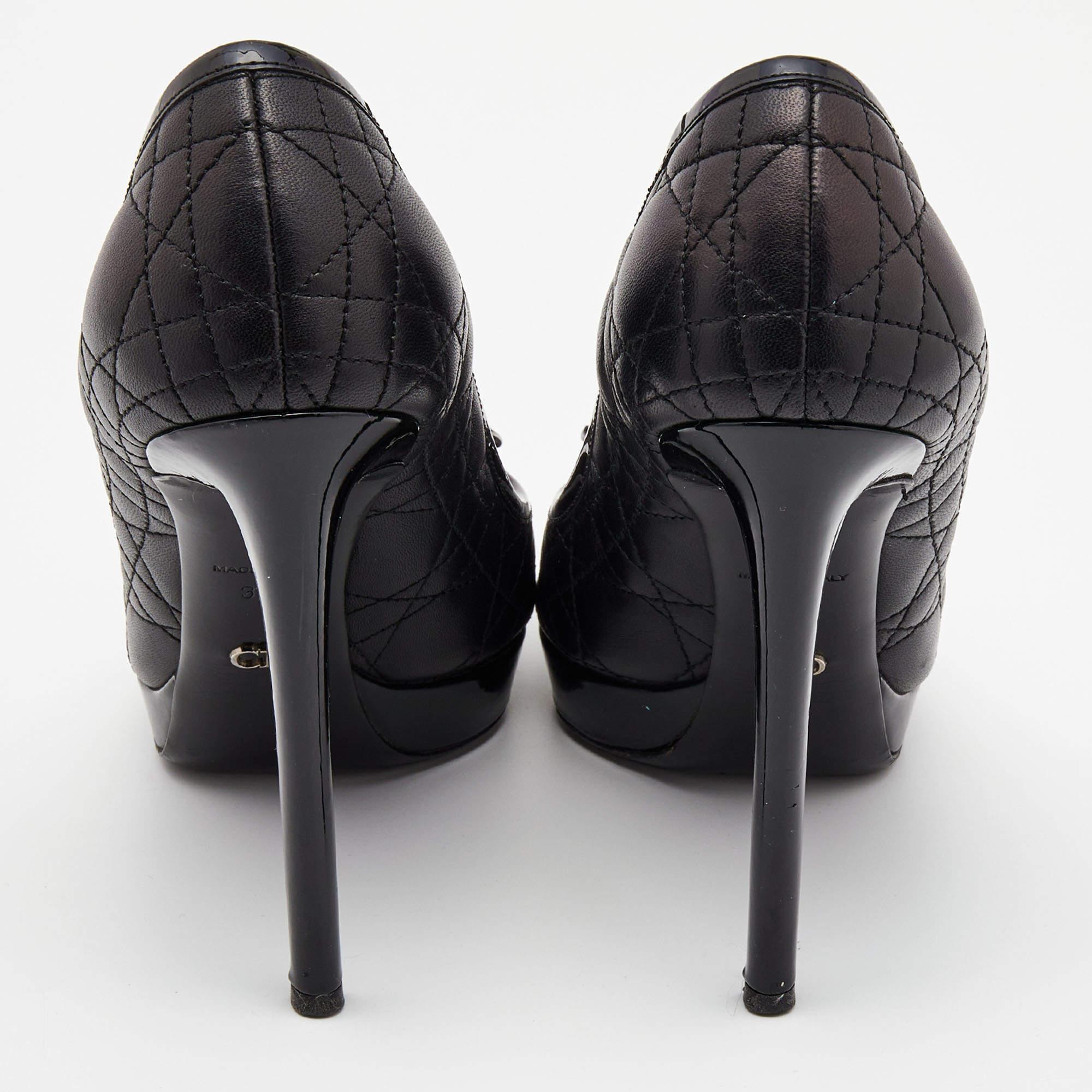 Dior Black Cannage Quilted And Patent Leather Bow Pumps Size 38.5 3