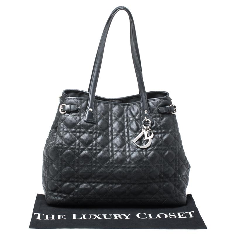 Dior Black Cannage Quilted Coated Canvas Medium Panarea Tote 8