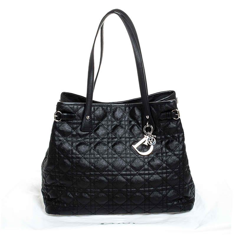 Dior Black Cannage Quilted Coated Canvas Medium Panarea Tote 9