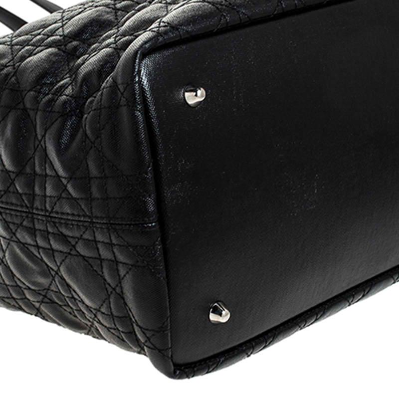 Dior Black Cannage Quilted Coated Canvas Medium Panarea Tote 1