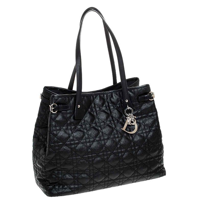 Dior Black Cannage Quilted Coated Canvas Medium Panarea Tote 4