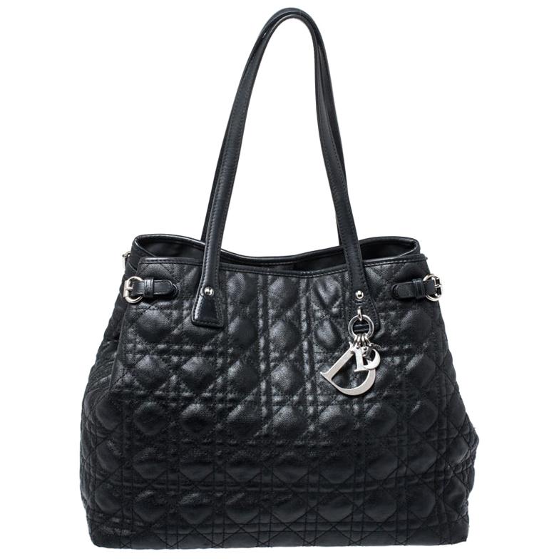 Dior Black Cannage Quilted Coated Canvas Medium Panarea Tote