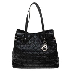 Dior Black Cannage Quilted Coated Canvas Medium Panarea Tote