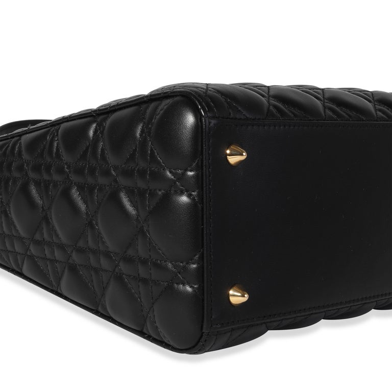 Dior Black Cannage Quilted Lambskin Medium Lady Dior Bag For Sale at