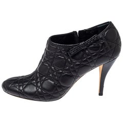 Dior Black Cannage Quilted Leather Ankle Booties Size 40.5