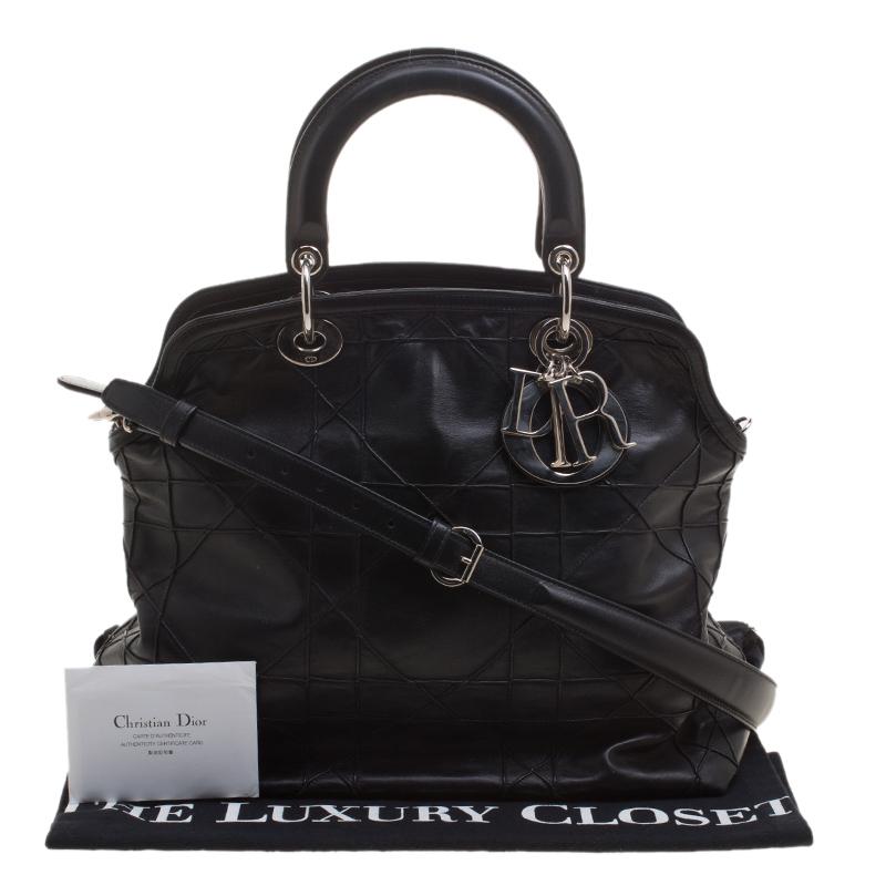Dior Black Cannage Quilted Leather Granville Tote 7