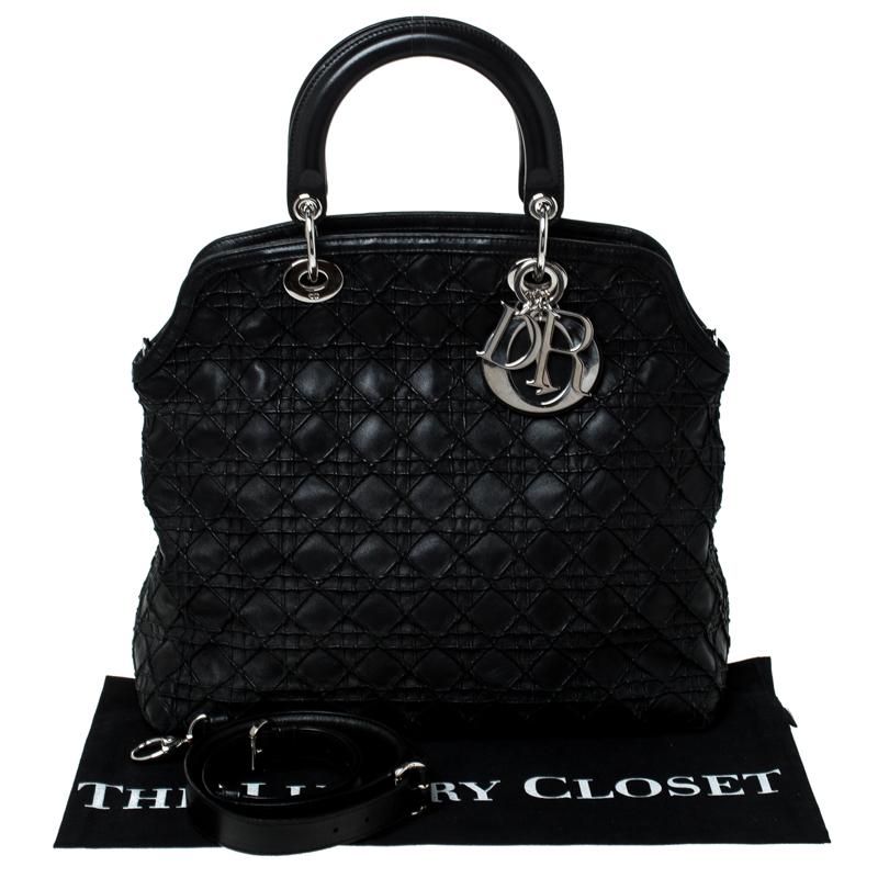 Dior Black Cannage Quilted Leather Granville Tote 8
