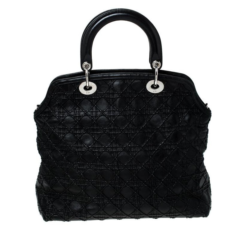 Dior Black Cannage Quilted Leather Granville Tote at 1stDibs