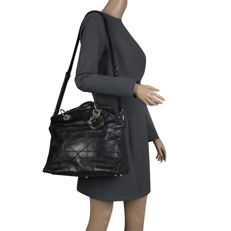 Dior Black Cannage Quilted Leather Granville Tote (Schwarz)
