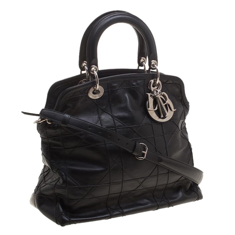 Women's Dior Black Cannage Quilted Leather Granville Tote
