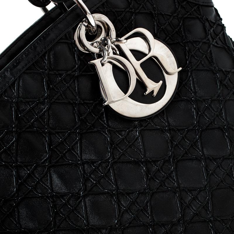 Dior Black Cannage Quilted Leather Granville Tote 4