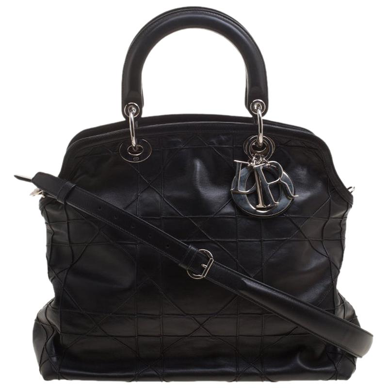 Dior Black Cannage Quilted Leather Granville Tote