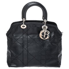 Dior Black Cannage Quilted Leather Granville Tote