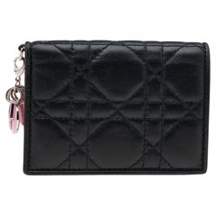 Dior Black Cannage Quilted Leather Lady Dior Card Holder