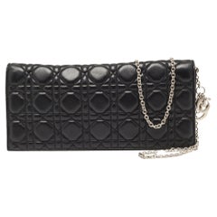 Dior Black Cannage Quilted Leather Lady Dior Chain Clutch