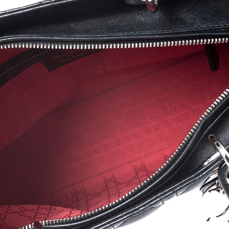 Dior Black Cannage Quilted Leather Large Lady Dior Tote 6
