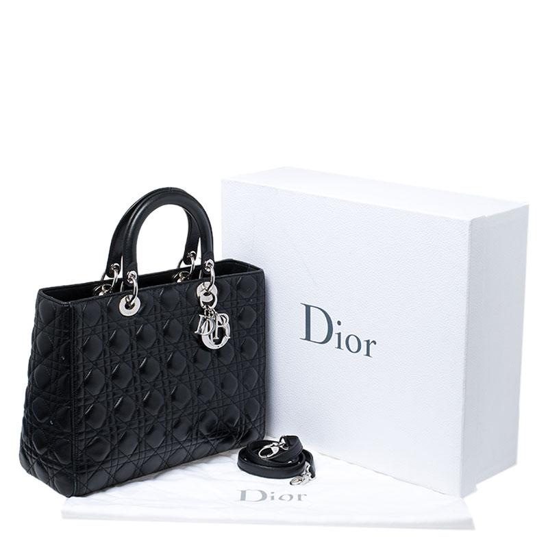 Dior Black Cannage Quilted Leather Large Lady Dior Tote 8