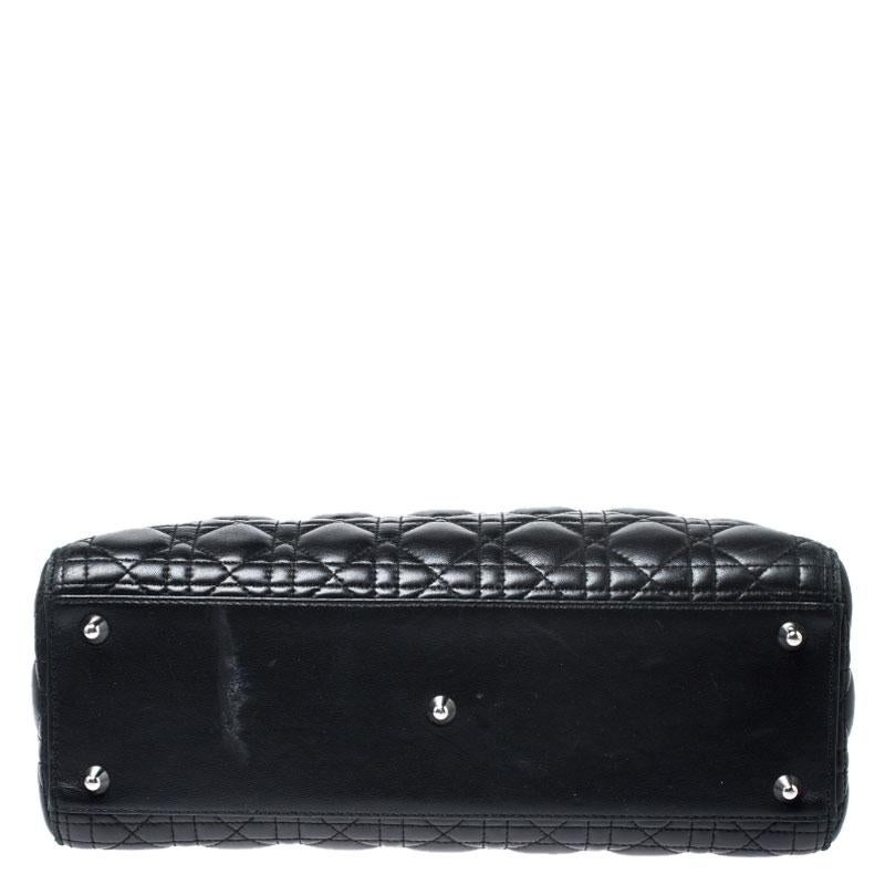 Dior Black Cannage Quilted Leather Large Lady Dior Tote 1