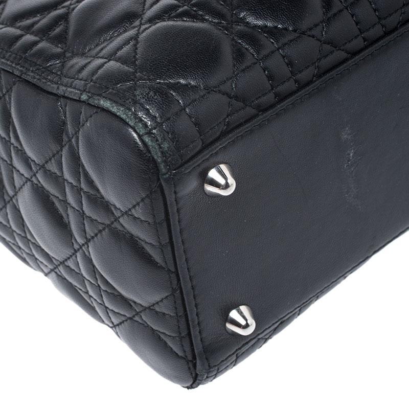 Dior Black Cannage Quilted Leather Large Lady Dior Tote 2