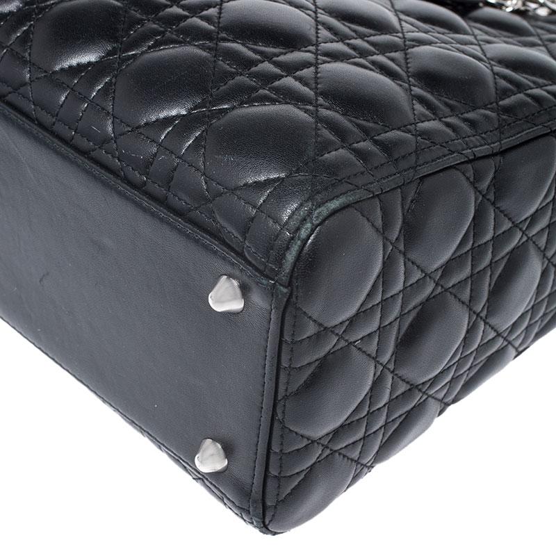 Dior Black Cannage Quilted Leather Large Lady Dior Tote 3