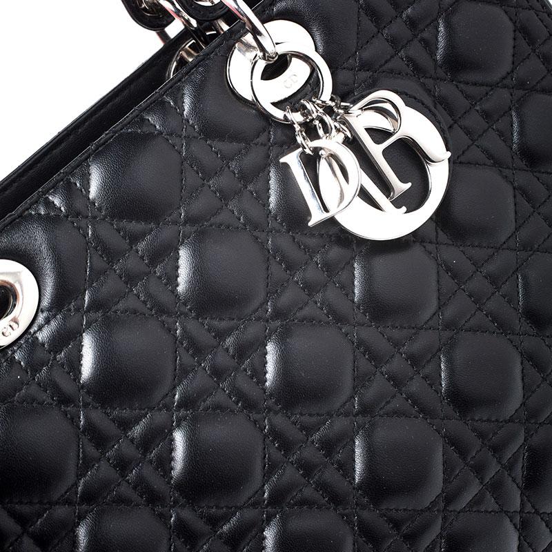 Dior Black Cannage Quilted Leather Large Lady Dior Tote 5