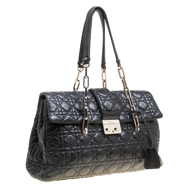 Dior Black Cannage Quilted Leather Large New Lock Satchel 4