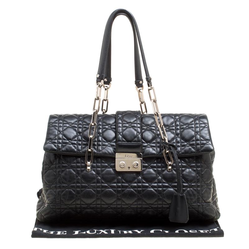 Dior Black Cannage Quilted Leather Large New Lock Satchel 5