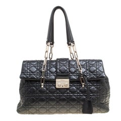 Dior Black Cannage Quilted Leather Large New Lock Satchel