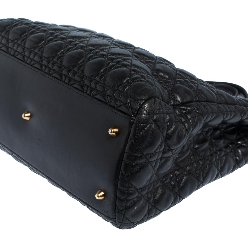 Dior Black Cannage Quilted Leather Large Shopper Tote 6