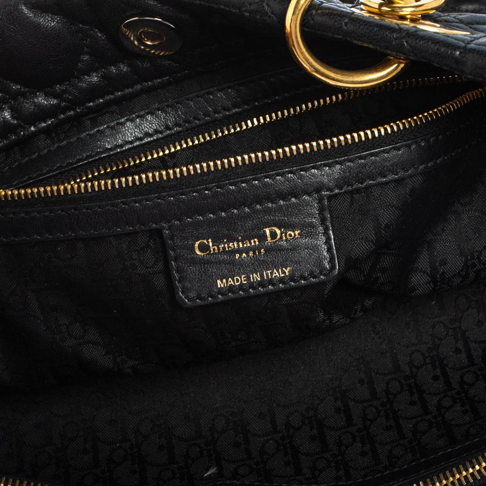 Dior Black Cannage Quilted Leather Large Shopper Tote 9