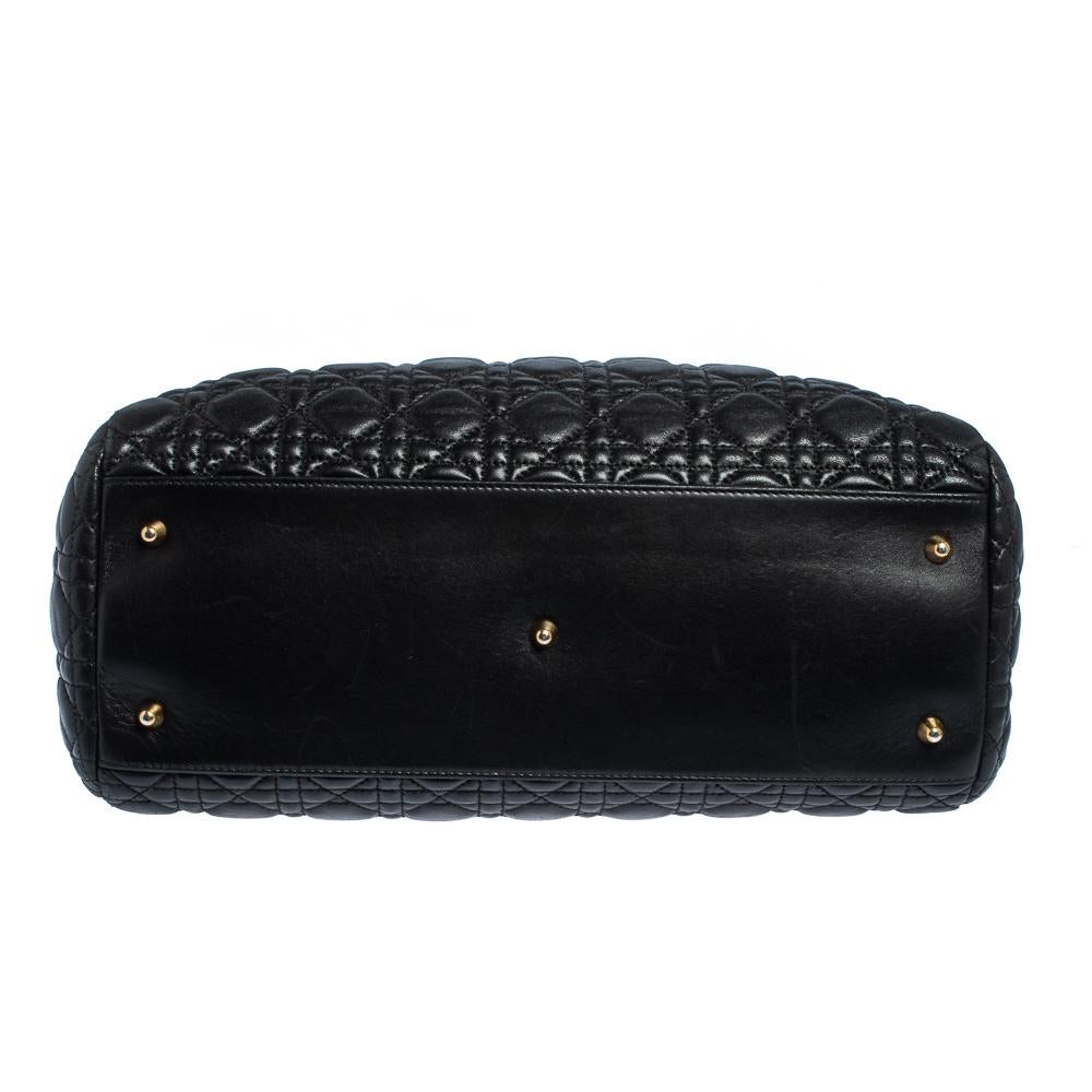 Dior Black Cannage Quilted Leather Large Shopper Tote 1