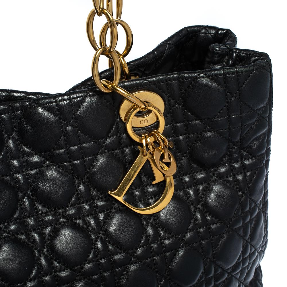 Dior Black Cannage Quilted Leather Large Shopper Tote 2