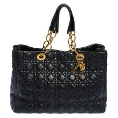 Dior Black Cannage Quilted Leather Large Shopper Tote