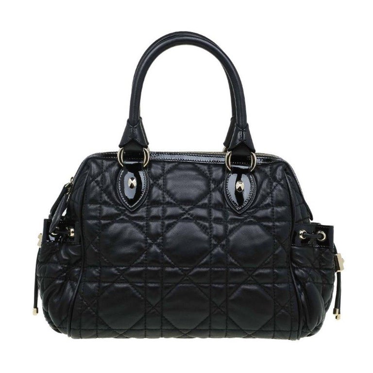Dior Black Cannage Quilted Leather Satchel For Sale at 1stdibs
