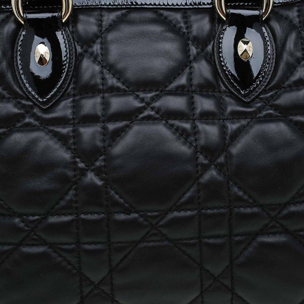 Dior Black Cannage Quilted Leather Satchel 2