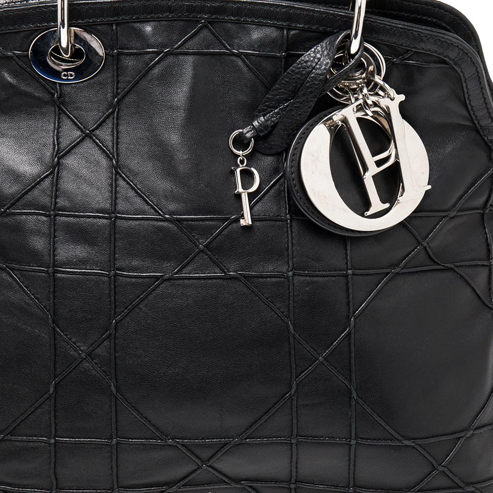 Dior Black Cannage Quilted Leather Small Granville Tote 4