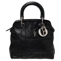 Dior Black Cannage Quilted Leather Small Granville Tote