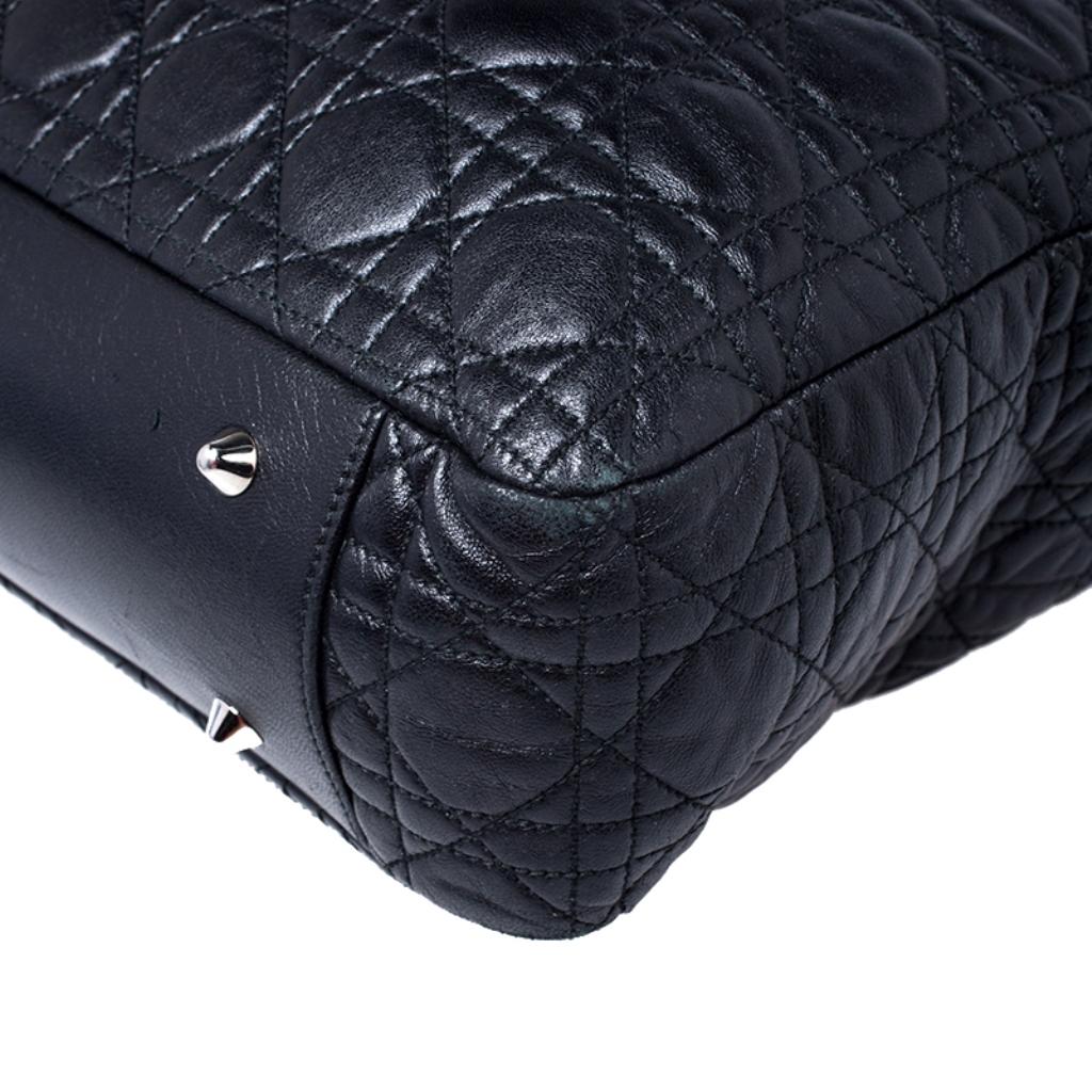 Dior Black Cannage Quilted Leather Soft Shopper Tote 7