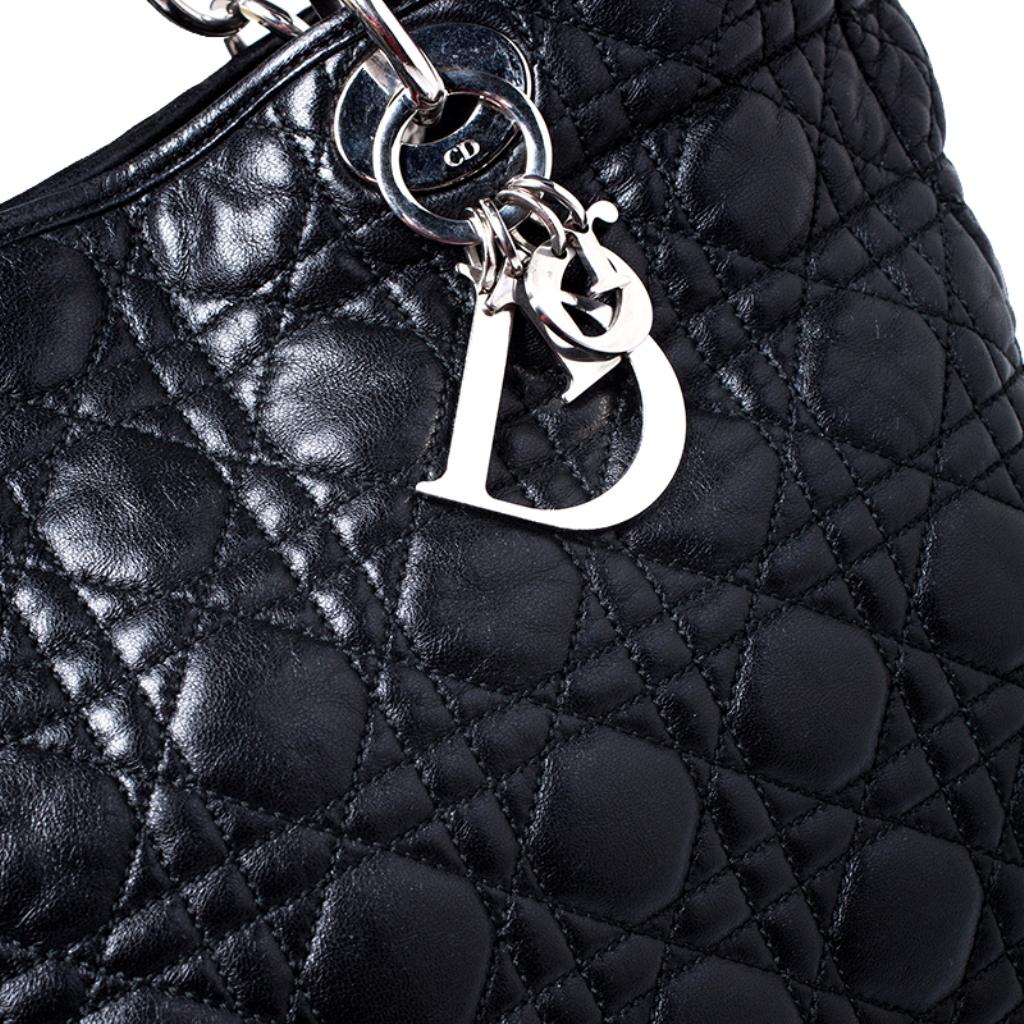 Dior Black Cannage Quilted Leather Soft Shopper Tote 4